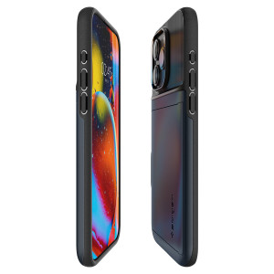 Оригинален гръб със слот за карта SPIGEN Slim Armor CS - iPhone 15 Pro Max син - Img 9