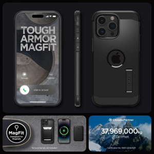 Оригинален гръб със стойка SPIGEN Tough Armor MagSafe - iPhone 15 Pro черен - Img 16