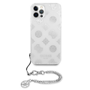 Оригинален гръб с верижка GUESS Peony Chain GUHCP12LKSPESI - iPhone 12 Pro Max сребрист - Img 3