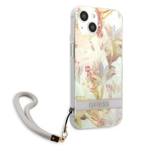 Оригинален гръб с връзка GUESS Flower GUHCP13SHFLSU - iPhone 13 mini лилав - Img 4