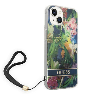 Оригинален гръб с връзка GUESS Flower GUOHCP14MHFLSB - iPhone 14 Plus син - Img 3