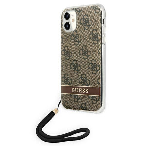 Оригинален гръб с гривна GUESS 4G Print Strap GUOHCN61H4STW - iPhone 11 кафяв - Img 2