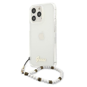 Оригинален гръб с гривна GUESS White Pearl GUHCP13LKPSWH - iPhone 13 Pro прозрачен - Img 2