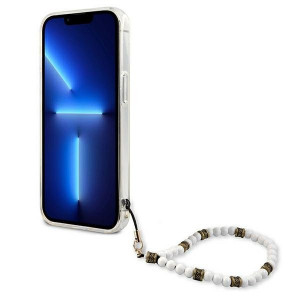 Оригинален гръб с гривна GUESS White Pearl GUHCP13mkPSWH - iPhone 13 прозрачен - Img 5