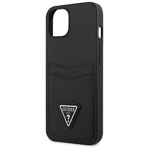 Оригинален гръб с джоб за карта GUESS SaffianoTriangle Logo Cardslot GUHCP13SPSATPK - iPhone 13 mini черен - Img 6