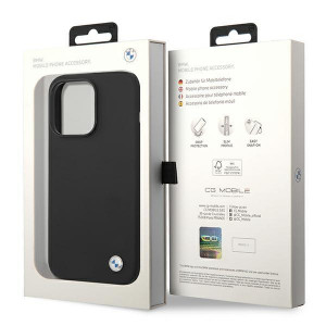 Оригинален гръб BMW Silicone Metal Logo BMHCP14XSILBK - iPhone 14 Pro Max черен - Img 8