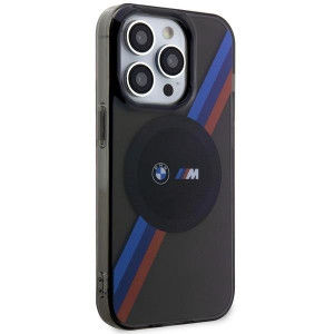 Оригинален гръб BMW Tricolor Stripes MagSafe BMHMP14LHDTK - iPhone 14 Pro сив - Img 4