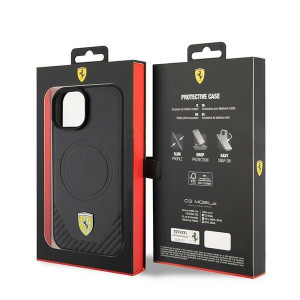 Оригинален гръб FERRARI Carbon Metal Logo MagSafe FEHMP15SPTEK - iPhone 15 черен - Img 8