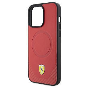 Оригинален гръб FERRARI Carbon Metal Logo MagSafe - iPhone 15 Pro червен - Img 6
