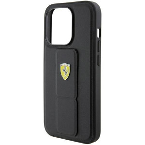 Оригинален гръб FERRARI Grip Stand Metal Logo - iPhone 15 Pro черен - Img 7