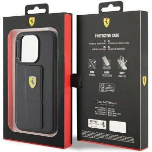 Оригинален гръб FERRARI Grip Stand Metal Logo - iPhone 15 Pro Max черен - Img 9