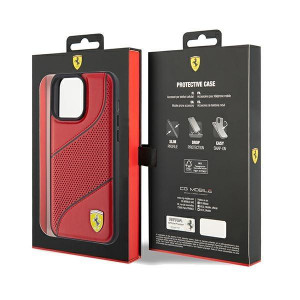 Оригинален гръб FERRARI Perforated Waves Metal Logo - iPhone 15 Pro червен - Img 8