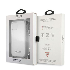 Оригинален гръб GUESS 4G Chain с презрамка GUHCP12MKC4GSSI - iPhone 12 / 12 Pro прозрачен - Img 8