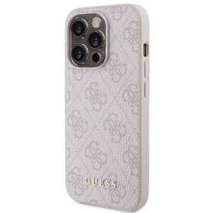 Оригинален гръб GUESS 4G Metal Gold Logo - iPhone 15 Pro розов - Img 2