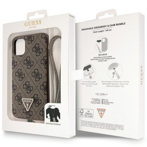 Оригинален гръб GUESS 4G Metal Logo с презрамка GUHCN61P4TDSCPW - iPhone 11 кафяв - Img 9