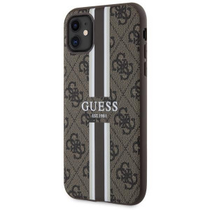 Оригинален гръб GUESS 4G Printed Stripe MagSafe GUHMN61P4RPSW - iPhone 11 кафяв - Img 2