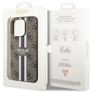 Оригинален гръб GUESS 4G Printed Stripe MagSafe GUHMP14XP4RPSW - iPhone 14 Pro Max кафяв - Img 8