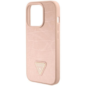 Оригинален гръб GUESS Croco Triangle Metal Logo - iPhone 15 Pro розов - Img 7