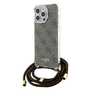 Оригинален гръб GUESS Crossbody Cord 4G Print - iPhone 15 Pro кафяв - Img 1
