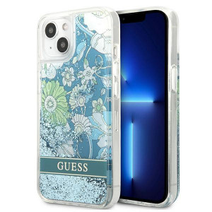 Оригинален гръб GUESS Flower Liquid Glitter GUHCP13MLFLSN - iPhone 13 зелен - Img 1