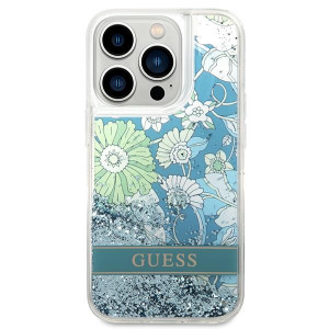 Оригинален гръб GUESS Flower Liquid Glitter GUHCP14LLFLSN - iPhone 14 Pro зелен - Img 3
