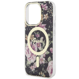 Оригинален гръб GUESS Flower MagSafe GUHMP14LHCFWSK - iPhone 14 Pro черен - Img 6