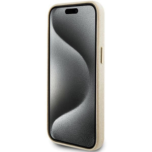 Оригинален гръб GUESS Glitter Glossy Script - iPhone 15 златист - Img 5