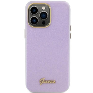 Оригинален гръб GUESS Glitter Glossy Script - iPhone 15 Pro Max лилав - Img 3