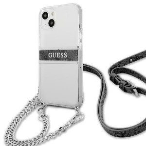 Оригинален гръб GUESS Gray Strap Silver Chain GUHCP13SKC4GBSI - iPhone 13 mini прозрачен / сив - Img 2