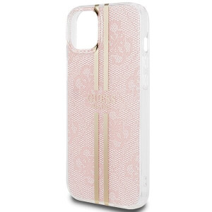 Оригинален гръб GUESS IML 4G Gold Stripe - iPhone 15 Plus / 14 Plus розов - Img 6