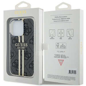 Оригинален гръб GUESS IML 4G Gold Stripe - iPhone 15 Pro Max черен - Img 8