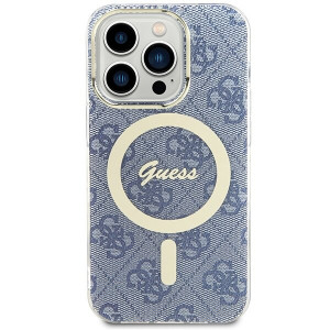 Оригинален гръб GUESS IML 4G MagSafe - iPhone 15 Pro син - Img 3