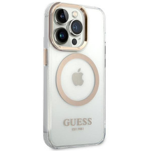 Оригинален гръб GUESS Metal Outline MagSafe GUHMP14LHTRMD - iPhone 14 Pro златист - Img 4