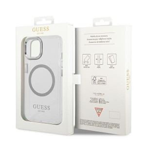 Оригинален гръб GUESS Metal Outline MagSafe GUHMP14SHTRMS - iPhone 14 сребрист - Img 8