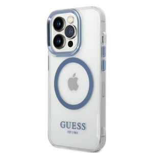 Оригинален гръб GUESS Metal Outline MagSafe GUHMP14XHTRMB - iPhone 14 Pro Max син - Img 2