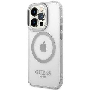 Оригинален гръб GUESS Metal Outline MagSafe GUHMP14XHTRMS - iPhone 14 Pro Max сребрист - Img 2