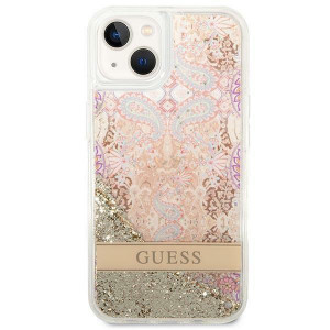 Оригинален гръб GUESS Paisley Liquid Glitter GUHCP14MLFLSD - iPhone 14 Plus златист - Img 3