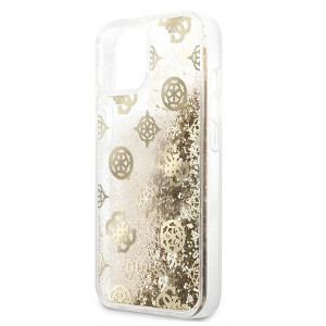 Оригинален гръб GUESS Peony Liquid Glitter GUHCP13SLGPEGO - iPhone 13 mini златист - Img 5