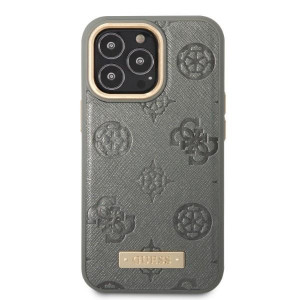 Оригинален гръб GUESS Peony Logo Plate MagSafe GUHMP13LSAPSTG - iPhone 13 Pro сив - Img 3