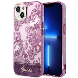 Оригинален гръб GUESS Porcelain GUHCP14MHGPLHF - iPhone 14 Plus циклама - Img 1
