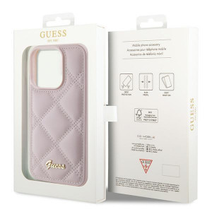 Оригинален гръб GUESS Quilted Metal Logo - iPhone 15 Pro розов - Img 8