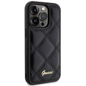 Оригинален гръб GUESS Quilted Metal Logo - iPhone 15 Pro черен - Img 4