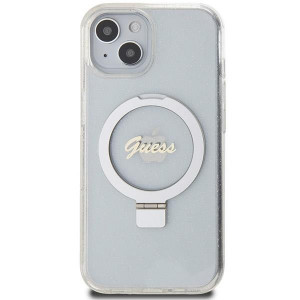 Оригинален гръб GUESS Ring Stand Script Glitter MagSafe - iPhone 13 / 14 / 15 прозрачен - Img 3