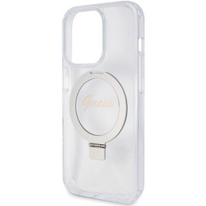 Оригинален гръб GUESS Ring Stand Script Glitter MagSafe - iPhone 15 Pro прозрачен - Img 6
