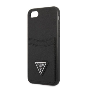 Оригинален гръб GUESS Saffiano Triangle Logo Cardslot GUHCI8PSATPK с външен джоб - iPhone 7 / 8 / SE (2nd gen) / SE (3rd gen) черен - Img 6