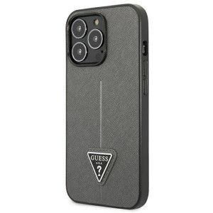 Оригинален гръб GUESS Saffiano Triangle Logo GUHCP14LPSATLG - iPhone 14 Pro сребрист - Img 2