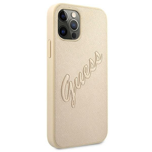 Оригинален гръб GUESS Saffiano Vintage Script GUHCP12LRSAVSLG - iPhone 12 Pro Max златист - Img 4