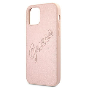 Оригинален гръб GUESS Saffiano Vintage Script GUHCP12MRSAVSRG - iPhone 12 / 12 Pro розов - Img 6