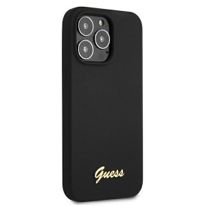 Оригинален гръб GUESS Silicone Script Gold Logo GUHMP13LLSLMGBK - iPhone 13 Pro черен - Img 4