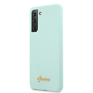 Оригинален гръб GUESS Silicone Script Metal Logo GUHCS21 5GMLSLMGLB - Samsung Galaxy S21+ 5G син - Img 2